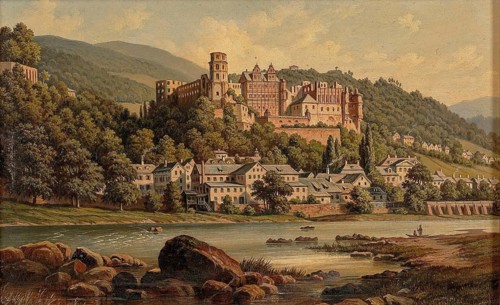 View of Heidelberg, Baden-Württemberg, Germany, based on a painting by Hubert Sattler (1817-1904),