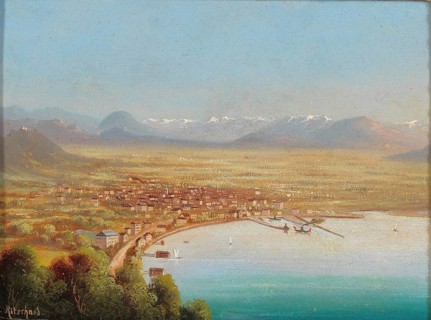 View of Bregenz, Austria, based on a painting by Hubert Sattler (1817-1904), reproduction from a