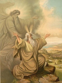 Biblical scene, Bible, The Lord shows Moses the Promised Land from Mount Nebo, which Moses himself