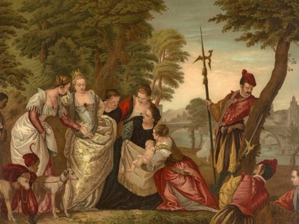 Biblical scene, Bible, The discovery of Moses, biblical story in which the Israelite boy Moses was
