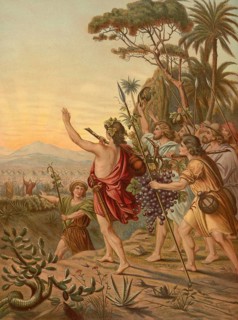 Biblical scene, Bible, people arrive in the land of Canaan. According to biblical tradition, the