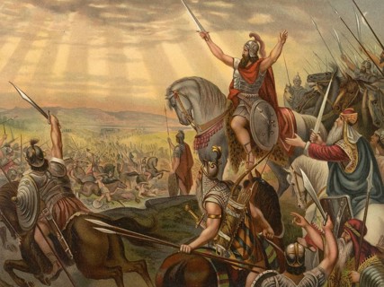 Biblical scene, Bible, The Miraculous Victory over the Amorites, refers to several battles in which