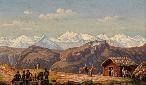 View from Gamskogel of Bad Gastein, Bad Hofgastein, Salzburger Land, Austria, based on a painting