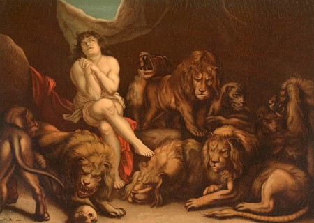 Biblical scene, Bible, Daniel in the lion's den, biblical story in which the prophet Daniel is