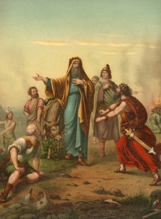 Biblical scene, Bible, Balak and Balaam, two biblical characters who appear in the story in the 4th