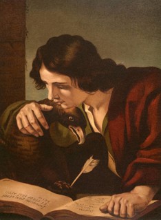 Biblical scene, Bible, John the Evangelist, one of the twelve apostles and is considered in the
