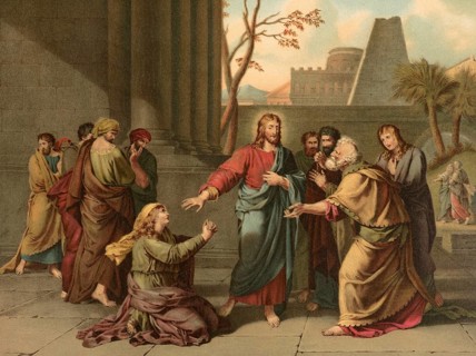 Biblical scene, Bible, The Canaanite woman, a biblical figure who became famous for her