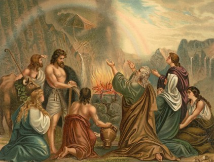 Biblical scene, Bible, Noah's sacrifice of gratitude, The sacrifice of Noah is a biblical narrative
