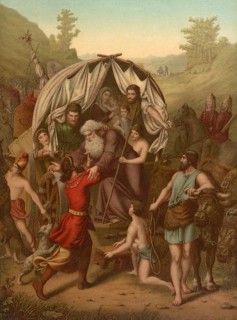 Biblical scene, Bible, Joseph settles his family, including Jacob, in Goshen because the land is