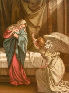 Biblical scene, Bible, The Annunciation, the event in which the Archangel Gabriel tells the Virgin