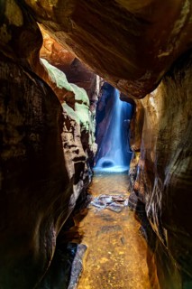 Waterfall inside a cave in Ouro Preto, Minas Gerais state, Ouro Preto, Minas Gerais, Brazil