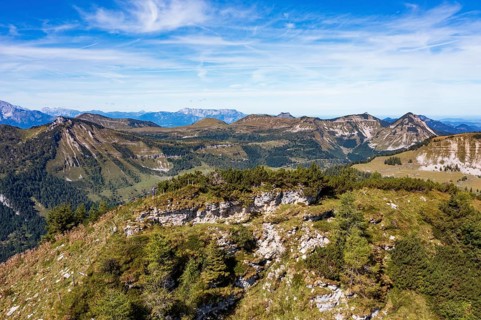 Drone shot, Egelseehörndl, Postalm, Osterhorn Group, Salzkammergut, Province of Salzburg, Austria