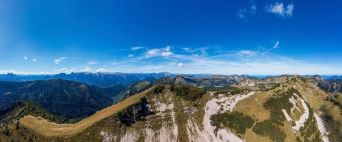Drone shot, view of Egelseehörndl, Postalm, Osterhorn Group, Salzkammergut, Province of Salzburg,
