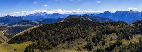 View from Hoher Zinken with Großes Radl and Dachstein, Postalm, Osterhorn Group, Salzkammergut,
