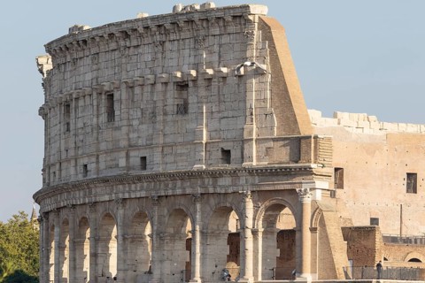Outside view of The Colosseum in the city of Rome, Italy