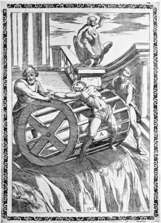 Torture, ordeal, inquisition, sometimes the convicts were tied to the circumference of large wheels