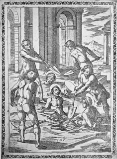 Torture, ordeal, inquisition, a. convicted thrown into deep pits and buried up to their necks with