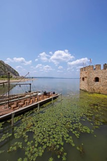 Boats in Golubac Fortress or Kolumbatz or Pigeon Town or Pigeon Castle on the Danube, Golubac,