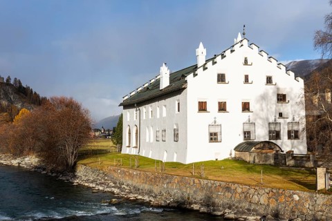 Chesa Merleda, house, inn, autumn, La Punt Chamue, Engadin, Grisons, Switzerland