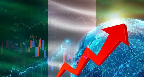 Global financial growth with Nigeria flag. Financial growth with Nigeria flag on economic