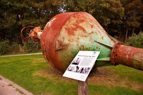 Deep water barrel, recovered from the seabed in 2004, exhibited at the Schinkel Tower with registry