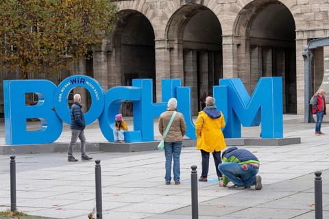 Photo spot with Bochum lettering in front of Bochum City Hall, North Rhine-Westphalia, Germany