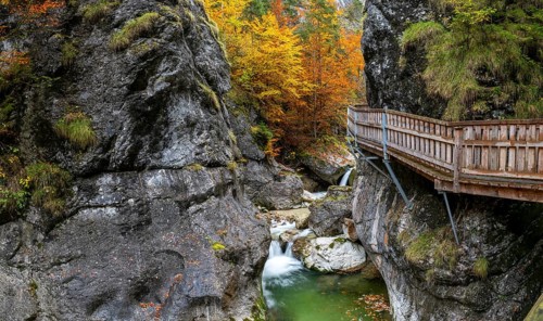 Holzsteg in der Nothklamm, autumn, Gams, Palfau, Hieflau, Styria, Austria