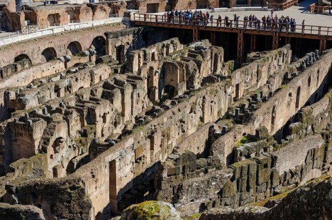 View of walls Ruins built built by Emperor Domitian hypogeum hypogeum substructure of historic