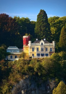 Marienfels Castle with Maria figure in a crevice, former residence of entertainer Thomas