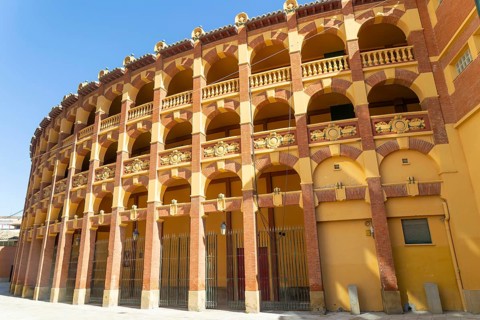 Plaza de Toros de la Misericordia historic bullring building, city of Zaragoza, Aragon, Spain
