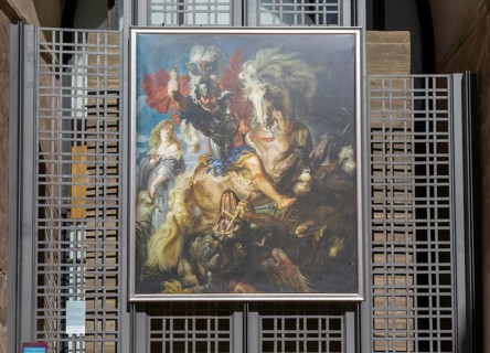 Copy of painting of Saint George and the Dragon by Rubens, Aljafería Palace, Zaragoza, Aragon,