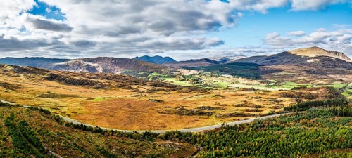 Snowdonia National Park over Road A470 from a drone, Crimea Pass, Blaenau Dolwyddelan, Wales,