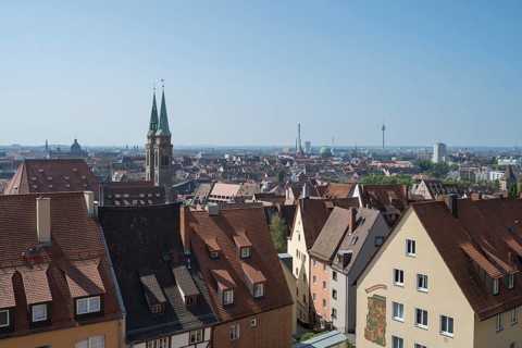 View of the city from Kaiserburg Castle, Nuremberg, Middle Franconia, Franconia, Bavaria, Germany