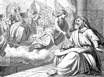 Isaiah's face of the glory of the Lord, There flew to me with glowing charcoal in his hand, The