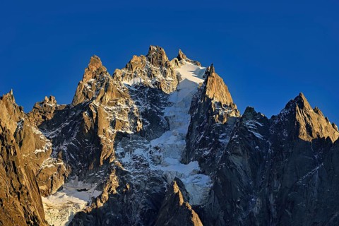 Mountains from the left, Dent du Caïman, Dent du Crocodile, Aiguille du Plan, in the light of the