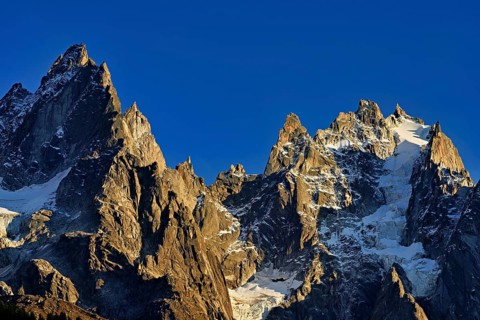 Mountains from the left, Aiguille de Blaitière, Dent du Caïman, Dent du Crocodile, Aiguille du