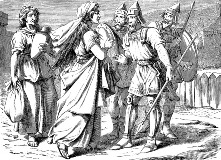 Judith and her maid go to the camp of enemies to Prince Holofernes, The Book of Judith, chapter 9,