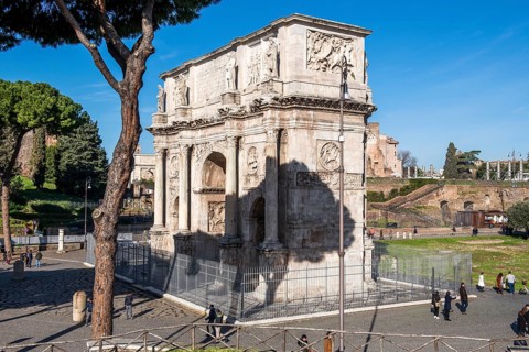 Protected Arch of Constantine with marble reliefs marble reliefs relief made of marble with scenes