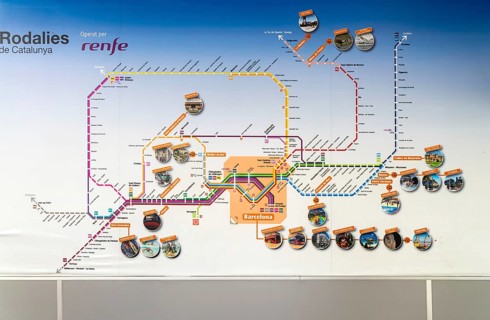 Rodalies de Catalunya rail network map services operated by RENFE, Barcelona, Catalonia, Spain