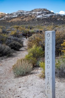 Rock Springs, Wyoming - A trail marker at the Point of Rocks Stagecoach Station. The station was