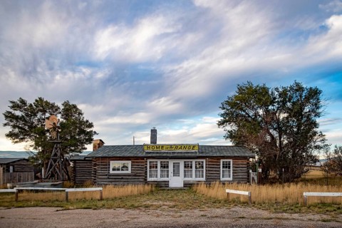 Jeffrey City, Wyoming - A Home on the Range sign on a cabin. Originally named 'Home on the Range, '