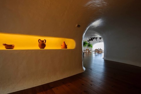 Interior corridor corridor to café in building designed by Cesar Manrique with the collaboration of