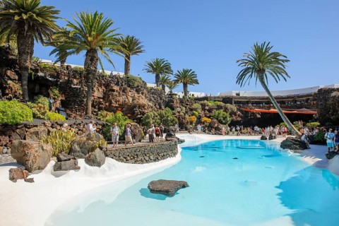 Pool designed by César Manrique Swimming pool at Jameos del Agua Cultural Center Tourist