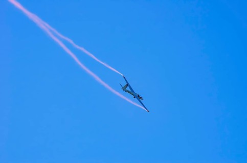 A Marganski Swift S-1 glider, registration D-3168, during a demonstration as part of an air show at
