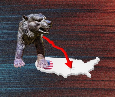 Symbolic picture, bear stands for stock market bear market, Wall Street and DAX crash, President