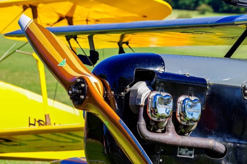 Propeller and motor on a vintage aircraft at the Rossfeld Luftsportverein Fliegerbergfest 2012 on