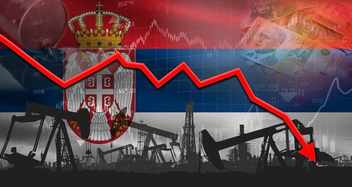 Fall oil price with flag of Mexico on economic chart, Petrol crisis with Mexico flag on financial