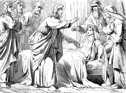 Jesus awakens a twelve-year-old girl, Gospel of Mark, chapter 5, sickbed, parents, faith, healing,