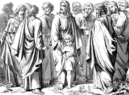 Jesus places a child in the midst of the disciples, Gospel of Mark, chapter 10, Let the children
