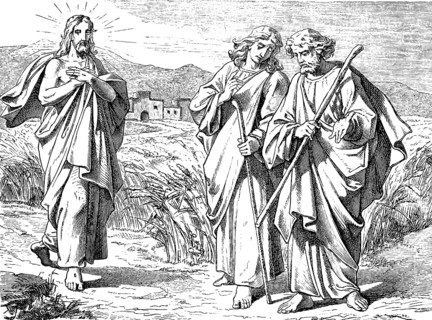 Jesus appears to the two disciples on their way to the village of Emmaus, Gospel of Mark, chapter